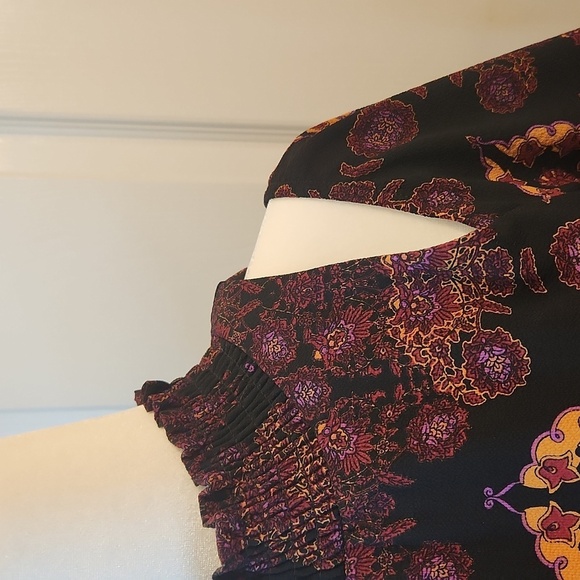 Signature Collection Boho Marrakesh Print Mock Neck Cold Shoulder Dress Size S - Picture 12 of 15